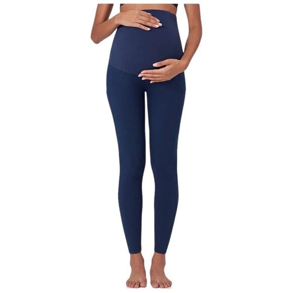 Poshdivah‎ Leggings Women’s M Navy Blue Maternity Yoga Lounge 25” Over The Belly - Picture 10 of 10